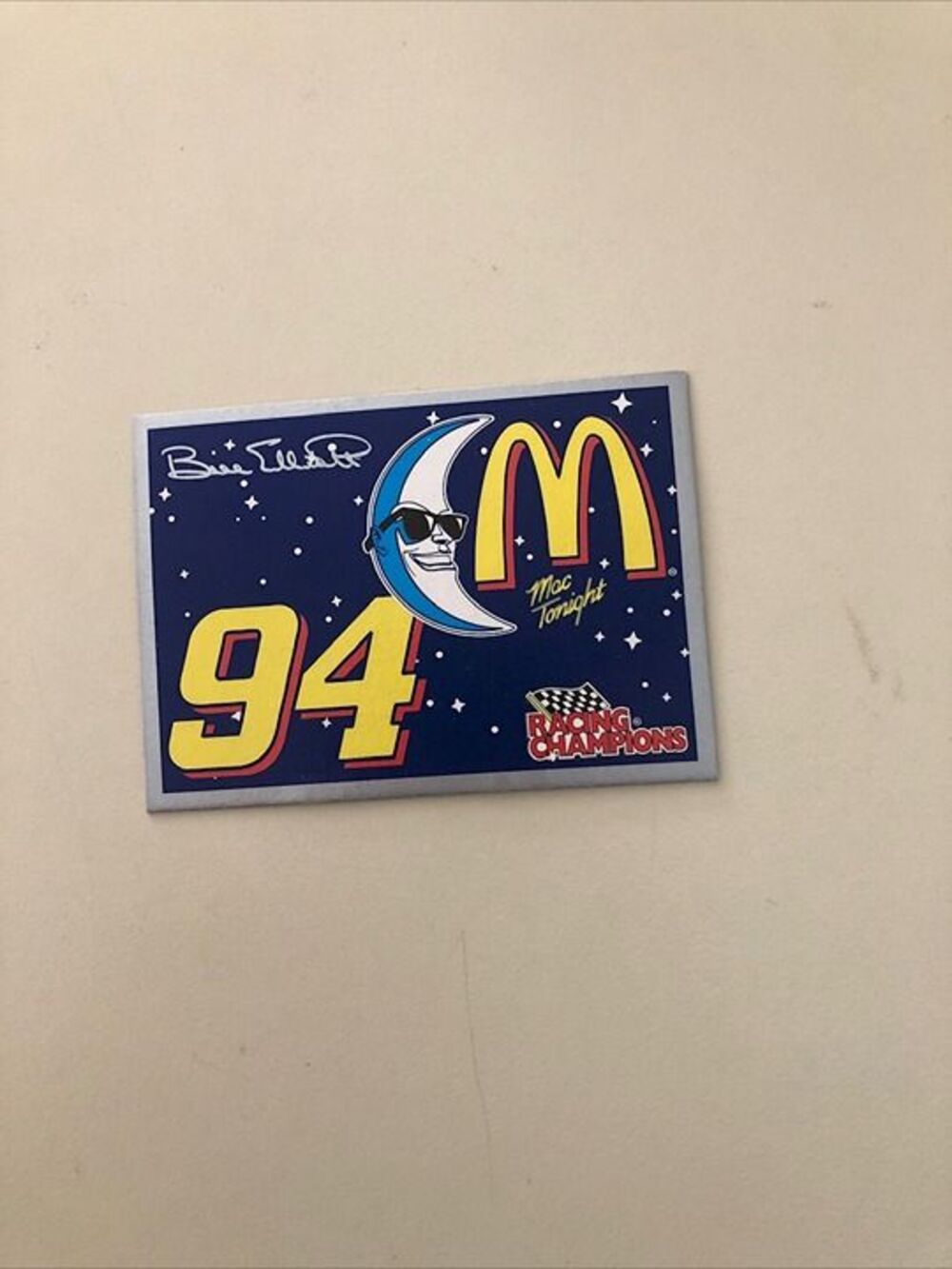Bill‎ Elliott Signed Vintage McDonalds Promo Trading Card Rare Plus Ron Barfield
